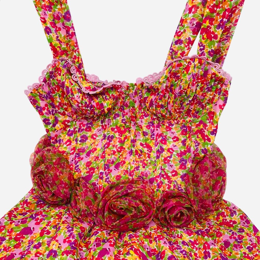 SOLD - For Love & Lemons Layton  Pink Rose Mini Medium Dress NEW NWT - Picture 10 of 13